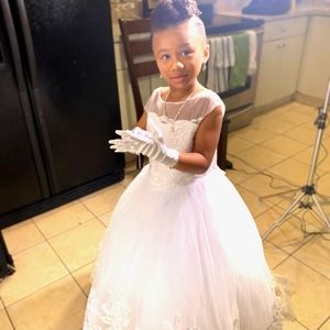 White flower girl dress